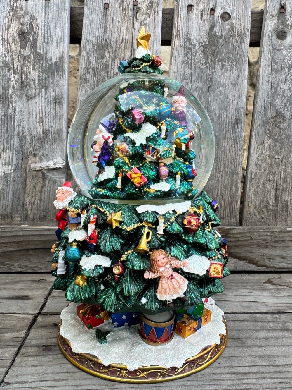 Vintage Kirkland Musical Christmas Tree Snow Globe WITH BOX